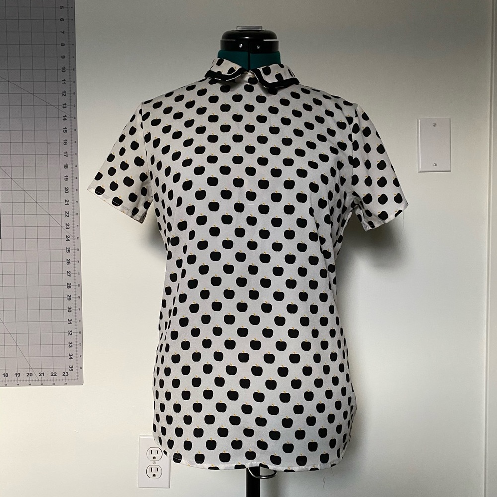 Apple print collared blouse